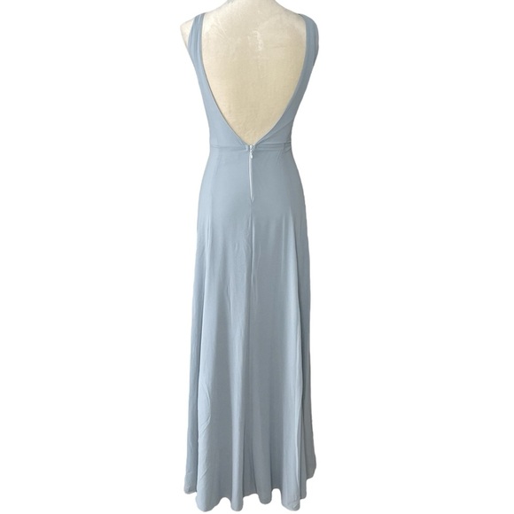 Show me your Mumu Jenn Maxi Dress Steel Blue Chiffon - Picture 6 of 8